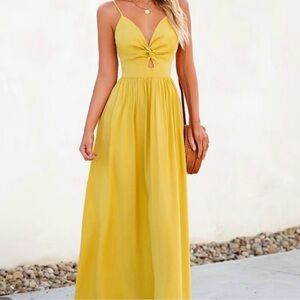 Cupshe Sunlit Yellow Knot Front Maxi Dress